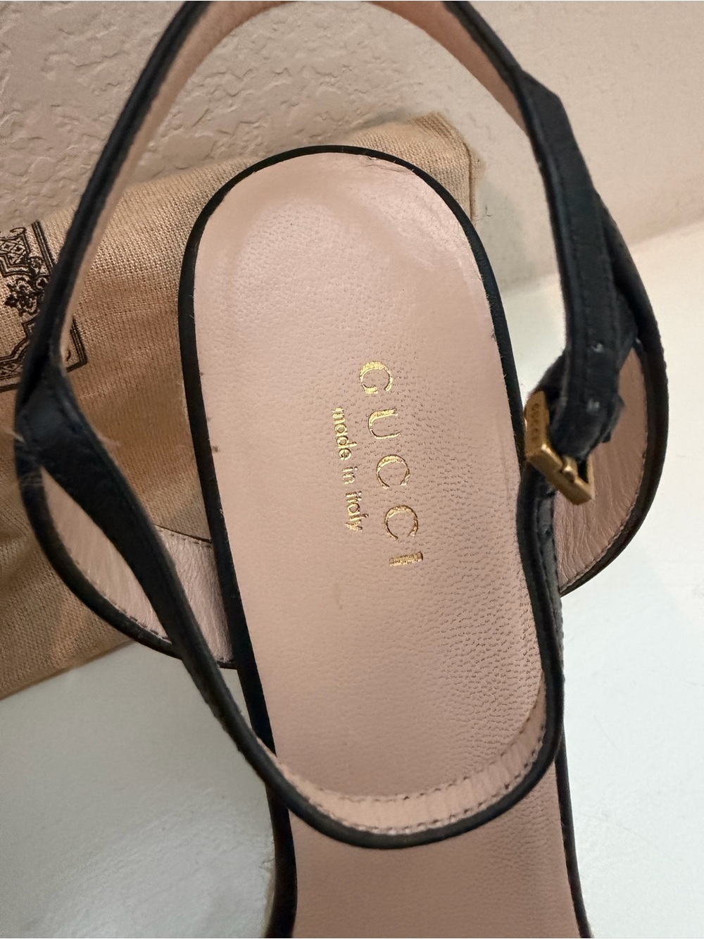 GUCCI Women's GG Marmont Wedge Espadrille Sandals Leather - Picture 7 of 8